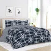 Hivvago Twin Size 2-piece Navy Blue White Reversible Floral Striped Comforter Set