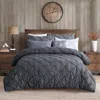 Hivvago Twin Size All Season Pleated Hypoallergenic Microfiber Reversible 2 Piece Comforter Set In Gray In Gray