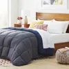 Hivvago Twin Size All Seasons Grey/navy Reversible Polyester Down Alternative Comforter
