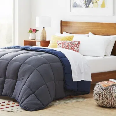 Hivvago Twin Size All Seasons Grey/navy Reversible Polyester Down Alternative Comforter