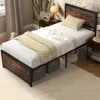 Hivvago Twin Size Bed Frame Metal With High Headboard And Mute Bars-twin Size