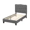 Hivvago Twin Size Bed Frame With 46 Inch Tall Button Tufted Headboard-gray