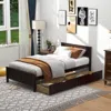 Hivvago Twin Size Bed Frame With Storage Drawers-espresso