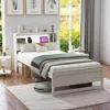 Hivvago Twin Size Bed Frame With Storage Headboard And Charging Station-white