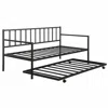 Hivvago Twin Size Black Metal Daybed With Roll-out Trundle Bed Frame In Black