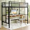Hivvago Twin Size Black Metal Loft Bed Frame With Ladder - Space Saving Design In Black