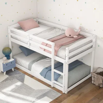 Hivvago Twin Size Bunk Bed With High Guardrails And Integrated Ladder-white