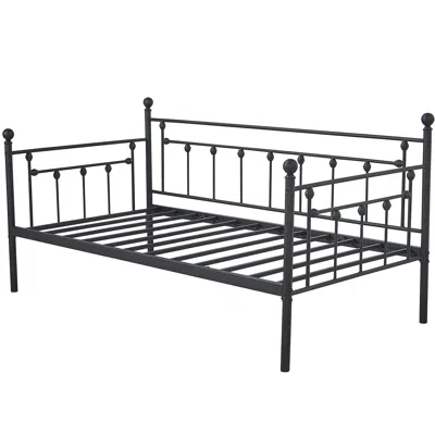 Hivvago Twin Size Classic Black Metal Daybed Frame