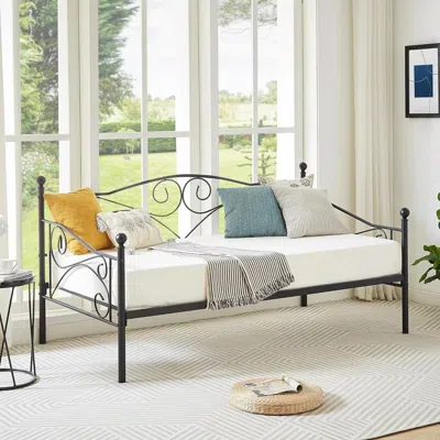 Hivvago Twin Size Classic Heavy Duty Steel Daybed Frame In Metal Finish