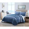 Hivvago Twin Size Coastal Blue Stripe Reversible Cotton Quilt Set