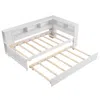 Hivvago Twin Size Daybed Platform Bed Frame With Trundle And Bedside Shelves-white