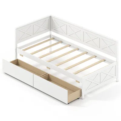 Hivvago Twin Size Daybed With 2 Storage Drawers No Box Spring Needed In White