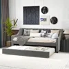 Hivvago Twin Size Daybed With Trundle Sofa Bed With Curved Armrests And Backrest-gray
