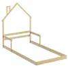 Hivvago Twin Size Floor Bed With Chimney And Headboard And Handrail
