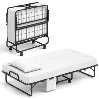 Hivvago Twin Size Folding Bed With 5 Inch Mattress In White