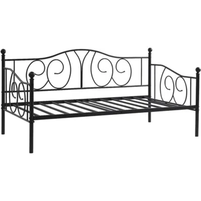 Hivvago Twin Size French Country Style Black Metal Day Bed Frame