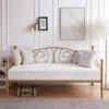Hivvago Twin Size French Country Style Gold Metal Daybed Frame In Neutral