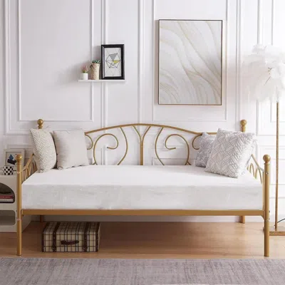 Hivvago Twin Size French Country Style Gold Metal Daybed Frame In Neutral