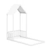 Hivvago Twin Size House Bed With House Shape Roof And Semi-fence In White