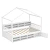 Hivvago Twin Size House Bed With Roof With 14 Storage Cubes And Enclosed Cabinet
