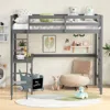 Hivvago Twin Size Loft Bed Frame With Desk Angled And Built-in Ladder-gray