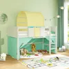 Hivvago Twin Size Loft Bed Playhouse Bed Frame With Tower Tent And 3 Storage Pockets-turquoise