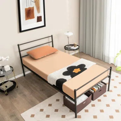 Hivvago Twin Size Metal Bed Frame Platform With Headboard-black