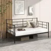 Hivvago Twin Size Metal Daybed Sofa Bed Frame With Armrests And Backrest