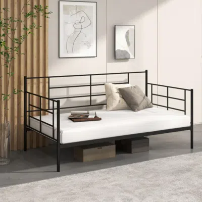 Hivvago Twin Size Metal Daybed Sofa Bed Frame With Armrests And Backrest