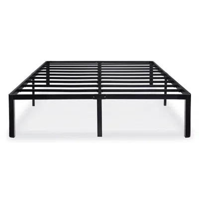 Hivvago Twin Size Modern Round Edge Black Metal Platform Bed Frame