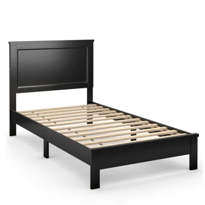 Hivvago Twin Size Platform Bed Frame With Rubber Wood Leg-black