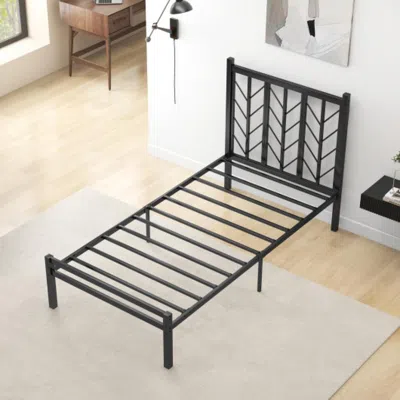 Hivvago Twin Size Platform Bed With Headboard And Metal Frame-twin Size