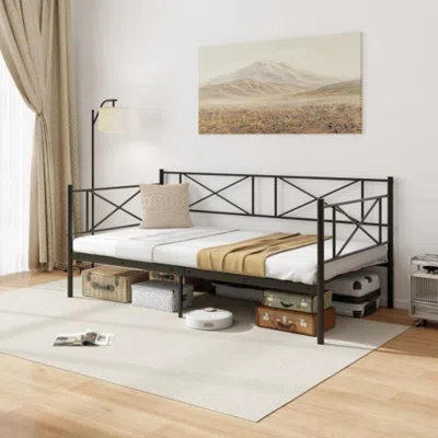 Hivvago Twin Size Platform Bed With Heavy-duty Metal Slat Support-black