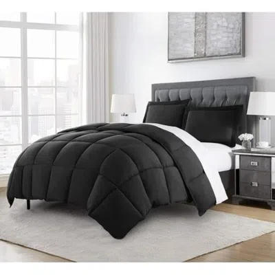 Hivvago Twin Size Reversible Microfiber Down Alternative Comforter Set In Black