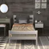 Hivvago Twin Size Rustic Style Platform Bed Frame With Headboard And Footboard-white
