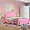 Hivvago Twin Size Upholstered Platform Toddler Bed With Wood Slat Support