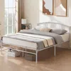 Hivvago Twin Size White Metal Platform Bed Frame With Arched Headboard In White
