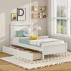 Hivvago Twin Size Wooden Bed Frame With 2 Drawers For Teens And Adults-white