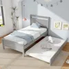 Hivvago Twin Size Wooden Bed Frame With Trundle For Teens And Adults-gray