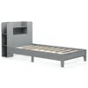 Hivvago Twin Size Wooden Platform Bed Frame With Bookcase Headboard