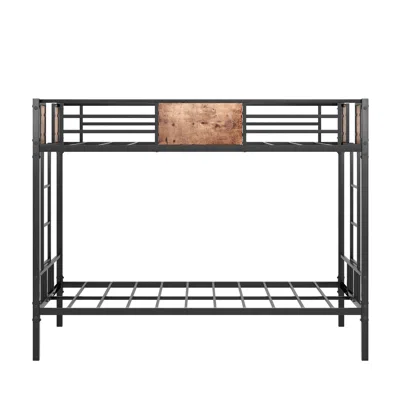 Hivvago Twin Sized Bunk Bed Bedframe With Ladder And Full-length Guard Rail - Black In Multi