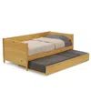 Hivvago Twin Solid Wood Daybed With Roll Out Trundle Bed Frame In Brown
