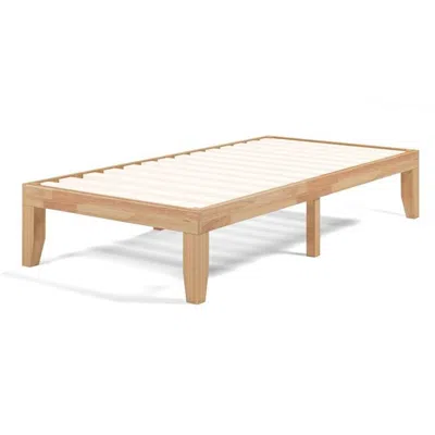Hivvago Twin Solid Wood Platform Bed Frame In Natural Finish In Brown