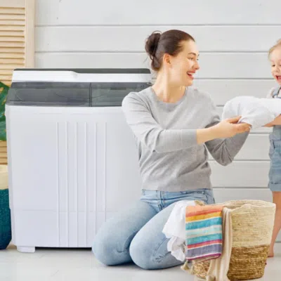 Hivvago Twin Tub Portable Washing Machine With Timer Control And Drain Pump For Apartment-gray In White