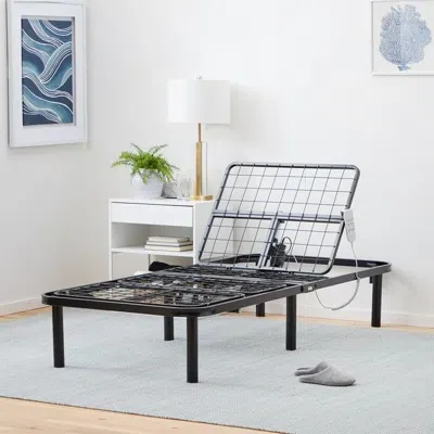 Hivvago Twin Xl Remote Remote Controlled Steel Adjustable Bed In Black