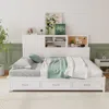 Hivvago Twin/full Size Wooden Daybed With 3 Drawers With Storage Shelves-twin Size