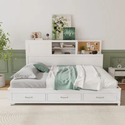 Hivvago Twin/full Size Wooden Daybed With 3 Drawers With Storage Shelves-twin Size
