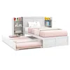 Hivvago Twin/full Wood Platform Bed W/ Trundle And Storage Bookcase Headboard In White