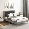 Hivvago Twin/full/queen Platform Bed With High Headboard And Wooden Slats-full Size