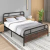 Hivvago Twin/full/queen Size Bed Frame With Industrial Headboard-queen Size